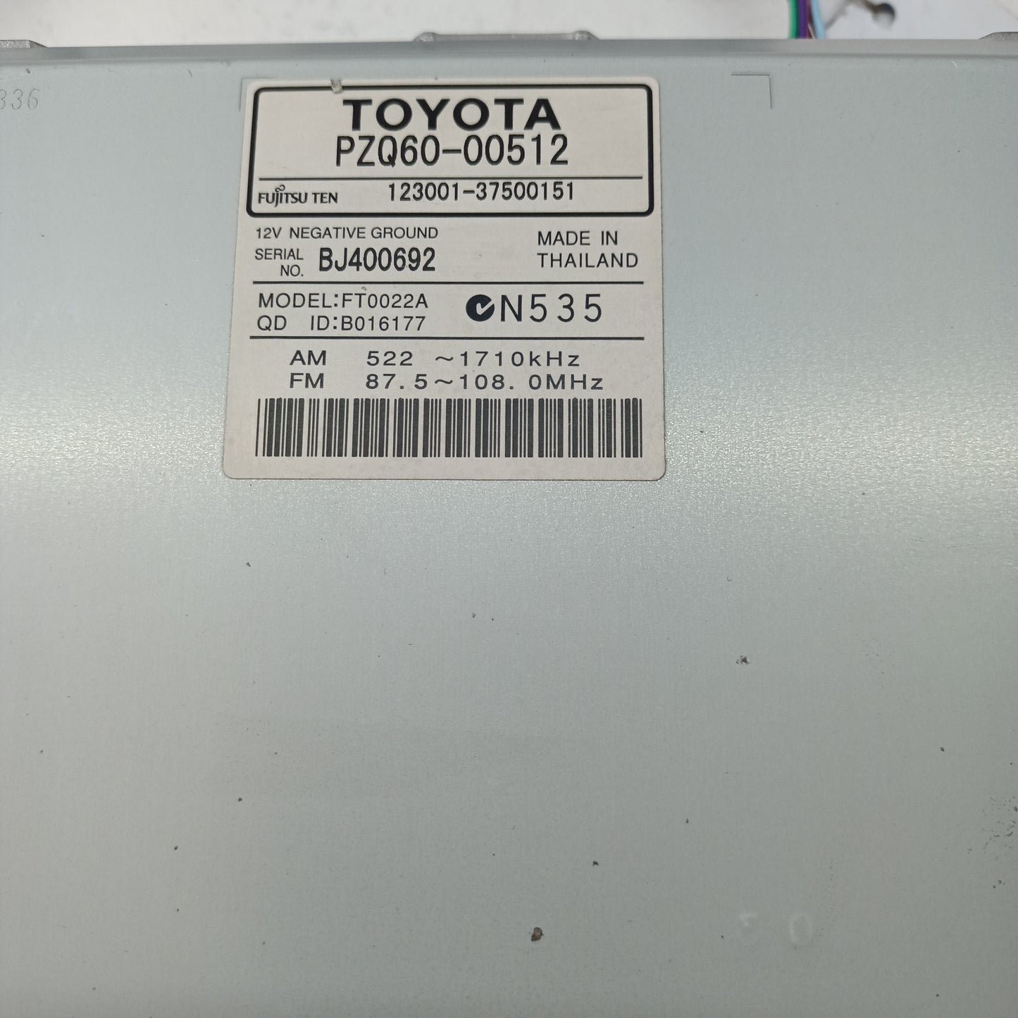 Toyota Corolla Stereo Head Unit PZQ60-00512 ZRE152R 2007 2008 2009 2010 2011