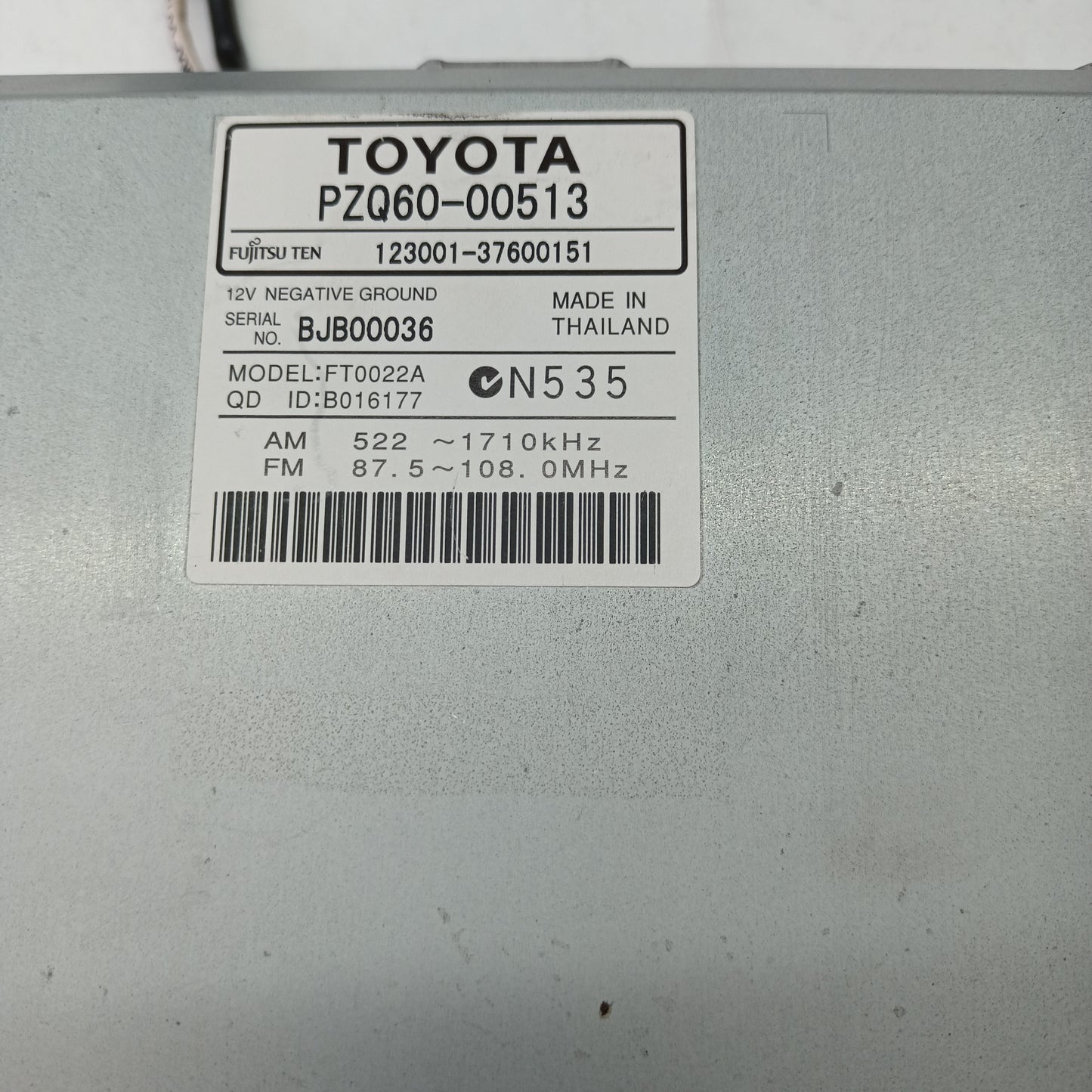Toyota Corolla Stereo Head Unit PZQ60-00513 ZRE152R 2007 2008 2009 2010 2011