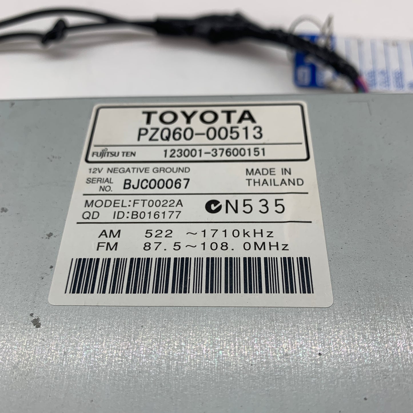 Toyota Yaris Stereo Head Unit PZQ60-00513 NCP13# 2011 2012 2013 2014 2015